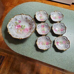 German Serving Bowl and 6 Single Small Bowls